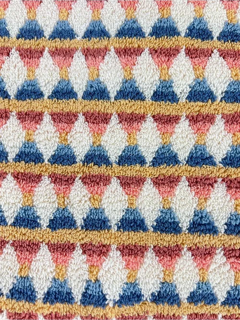 Rachel Zoe Geometric Bath Towel Set Blue Rust Cream 100% Cotton 2 Pc NEW
